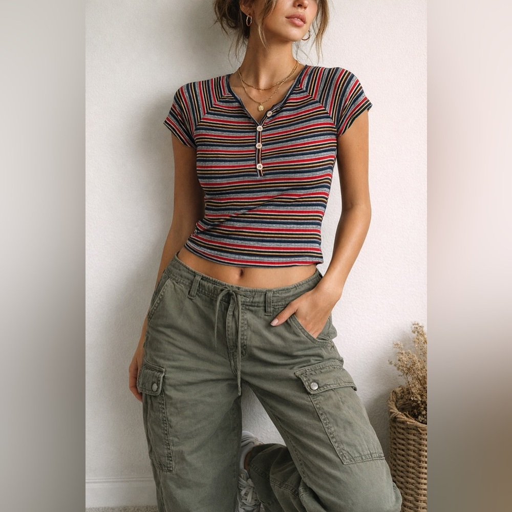 Ribbed Stretch Striped Baby Tee XL